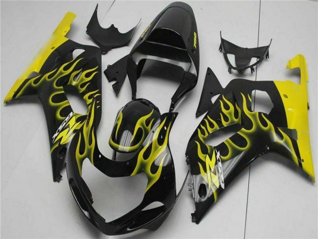 Carenados Moto Suzuki GSXR 600/750 2001-2003 - Negro Brillante Amarillo Llama Fábrica