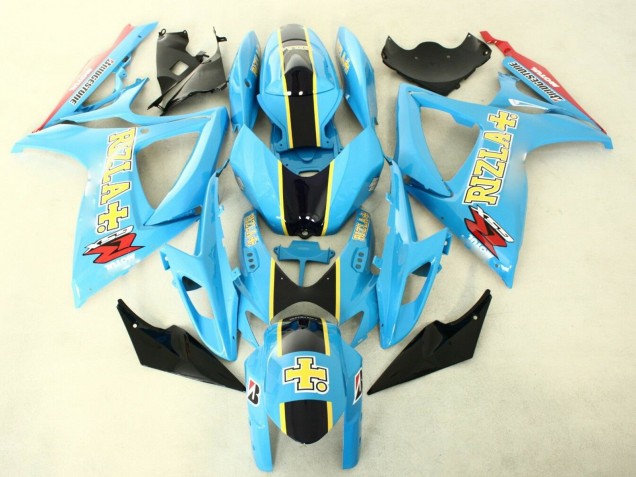 Carenados Moto Suzuki GSXR 600/750 2006-2007 - Azul Claro Negro Amarillo Rizla Fábrica