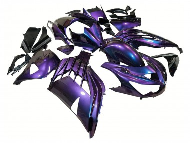 Carenados Moto Kawasaki ZX14R ZZR1400 2012-2024 - Camaleón Azul Púrpura Fábrica
