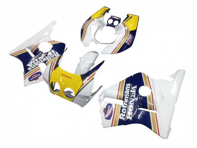 Carenados Moto Honda CBR400RR NC23 1987-1989 - Blanco Amarillo Azul Rothmans Fábrica