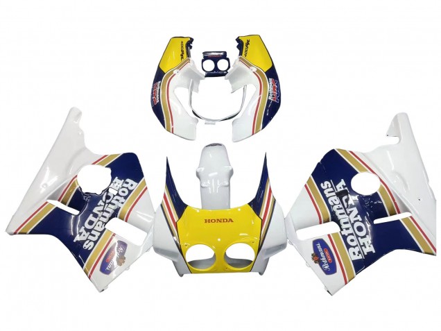Carenados Moto Honda CBR400RR NC23 1987-1989 - Blanco Amarillo Azul Rothmans Fábrica