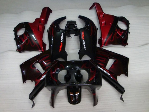 Carenados Moto Honda CBR400RR NC29 1990-1999 - Negro Brillante Rojo Llama Fábrica