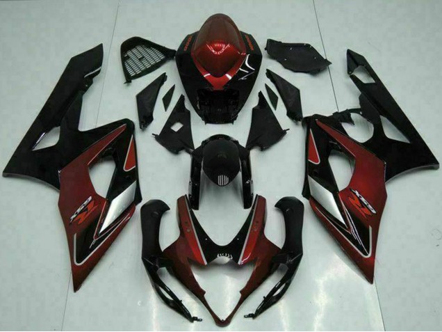 Carenados Moto Suzuki GSXR 1000 2005-2006 - Rojo Plata Negro Brillante Fábrica