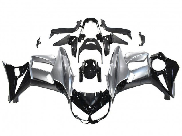 Carenados Moto Kawasaki Z1000SX 2010-2016 - Negro Brillante Plata Fábrica