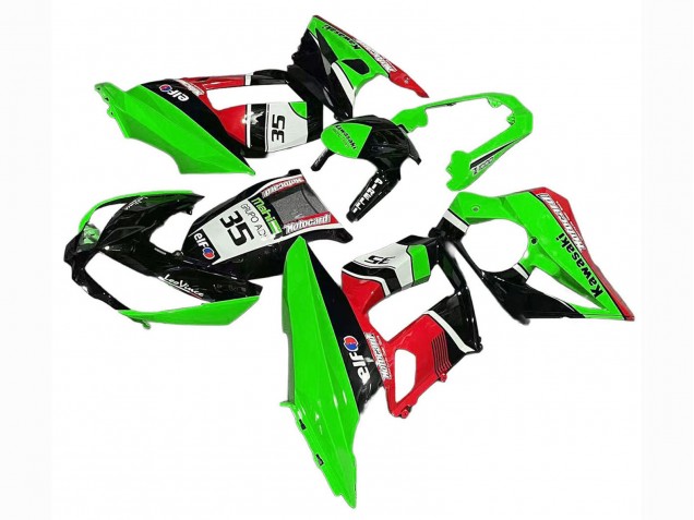 Carenados Moto Kawasaki Z1000SX 2010-2016 - Verde Rojo Negro Brillante Elf 35 Fábrica