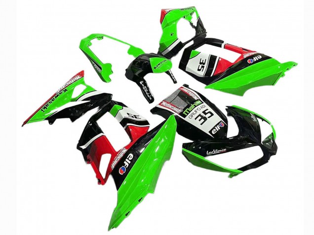 Carenados Moto Kawasaki Z1000SX 2010-2016 - Verde Rojo Negro Brillante Elf 35 Fábrica