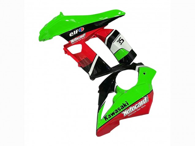 Carenados Moto Kawasaki Z1000SX 2010-2016 - Verde Rojo Negro Brillante Elf 35 Fábrica
