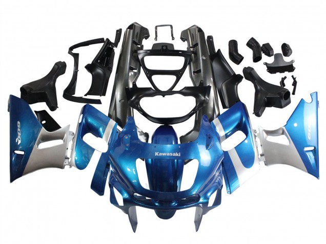 Carenados Moto Kawasaki ZZR400 1993-2007 - Azul Plata Negro Fábrica