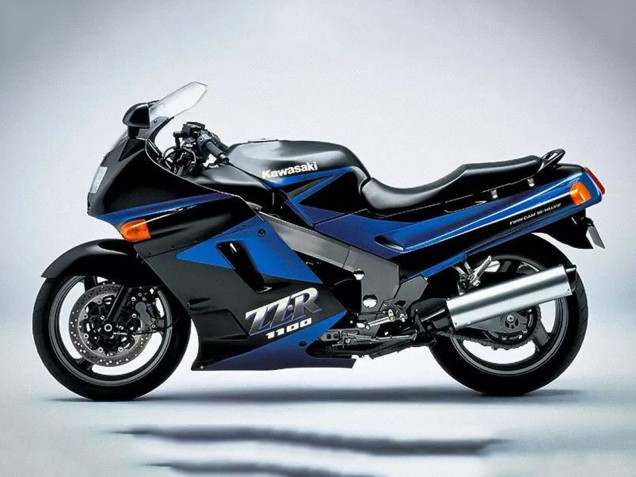 Carenados Moto Kawasaki ZZR1100 1990-1992 - Azul Negro Brillante Fábrica