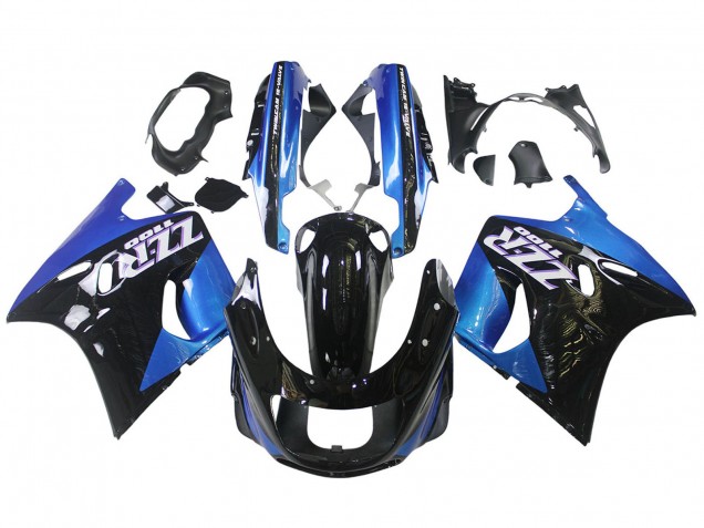 Carenados Moto Kawasaki ZZR1100 1990-1992 - Azul Negro Brillante Fábrica