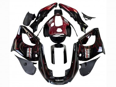 Carenados Moto Yamaha YZF 1000R Thunderace 1997-2007 - Negro Rojo Oscuro Llama Fábrica