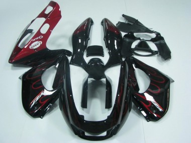 Carenados Moto Yamaha YZF 1000R Thunderace 1997-2007 - Negro Rojo Llama Fábrica
