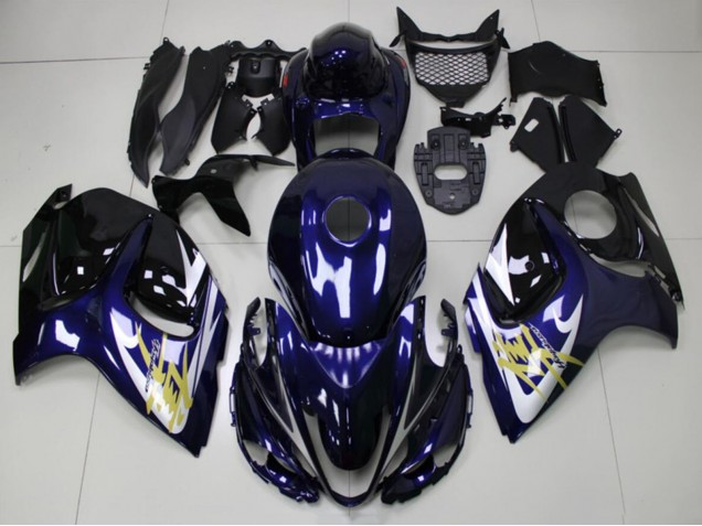 Carenados Moto Suzuki GSXR 1300 Hayabusa 2008-2020 - Azul Oscuro Blanco Oro Fábrica
