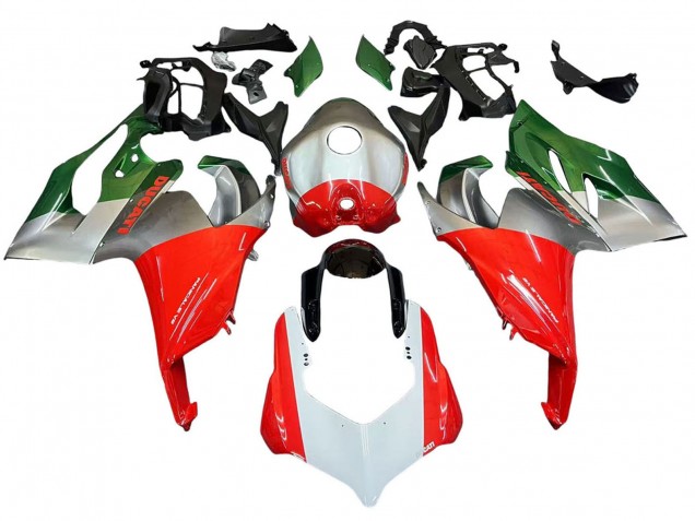 Carenados Moto Ducati Panigale V2 2020-2024 - Plata Rojo Verde Fábrica