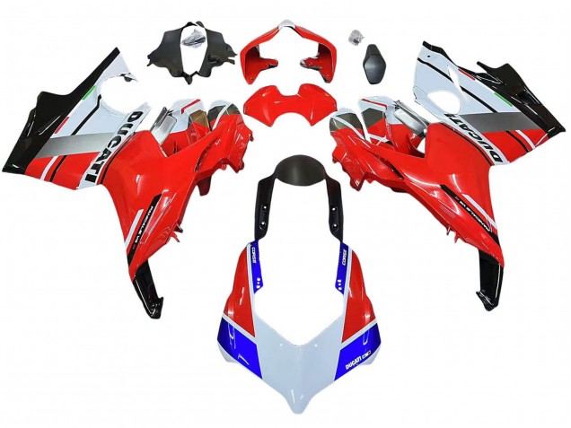 Carenados Moto Ducati Panigale V4 V4S 2018-2019 - Blanco Plata Rojo Negro Brillante Fábrica
