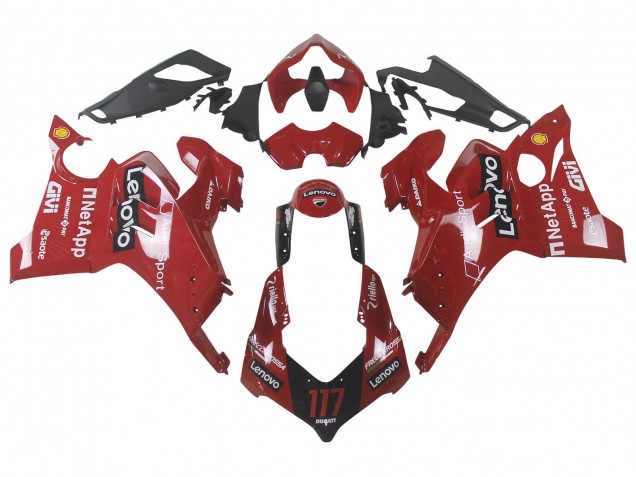 Carenado Moto Ducati Panigale V4 V4S 2020-2021 - Rojo Negro Brillante Lenovo 117 Fábrica