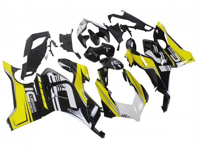 Carenados Moto Ducati Panigale V4 V4S 2020-2021 - Amarillo Blanco Negro Brillante Fábrica