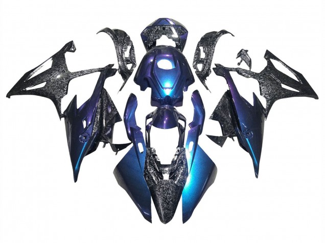 Carenados Moto BMW S1000RR 2019-2022 - Gradiente Azul Púrpura Falsificado FibraCarbono Fábrica