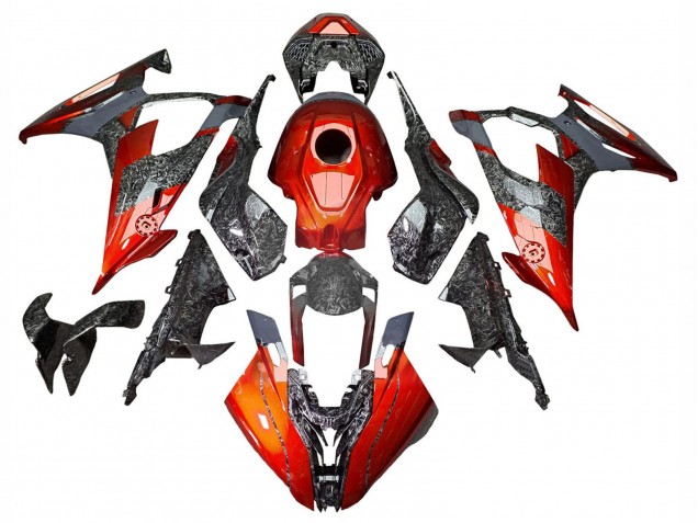 Carenados Moto BMW S1000RR 2019-2022 - Naranja Oscuro Falsificado FibraCarbono Fábrica