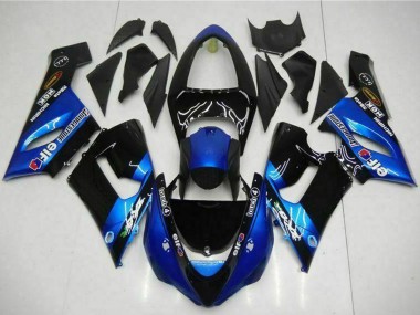 Carenados Moto Kawasaki ZX6R 2005-2006 - Azul Negro Brillante Elf Fábrica