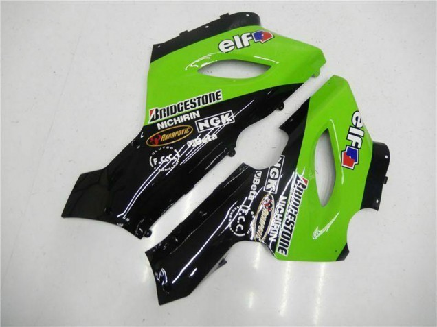 Carenados Moto Kawasaki ZX6R 2005-2006 - Verde Negro Brillante Elf Fábrica