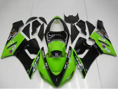 Carenados Moto Kawasaki ZX6R 2005-2006 - Verde Negro Brillante Elf Fábrica