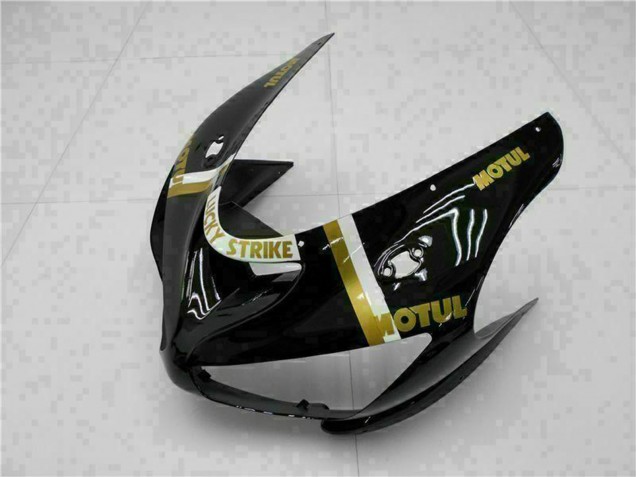 Carenados Moto Kawasaki ZX6R 2005-2006 - Negro Brillante Blanco Oro Lucky Strike Fábrica