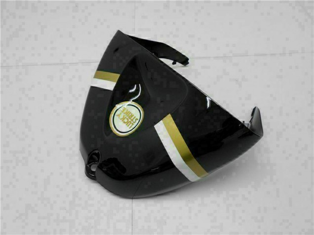 Carenados Moto Kawasaki ZX6R 2005-2006 - Negro Brillante Blanco Oro Lucky Strike Fábrica