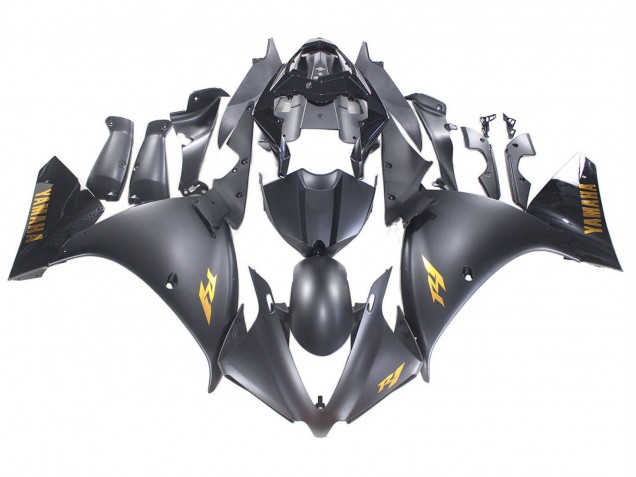 Carenados Moto Yamaha YZF 1000 R1 2012-2014 - Negro Mate Oro Calcomanías Fábrica
