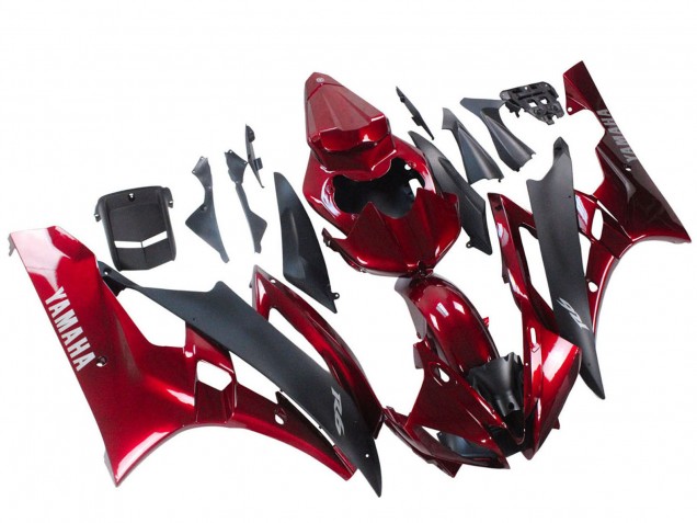 Carenado Moto Yamaha YZF 600 R6 2006-2007 - Rojo Negro Mate Fábrica