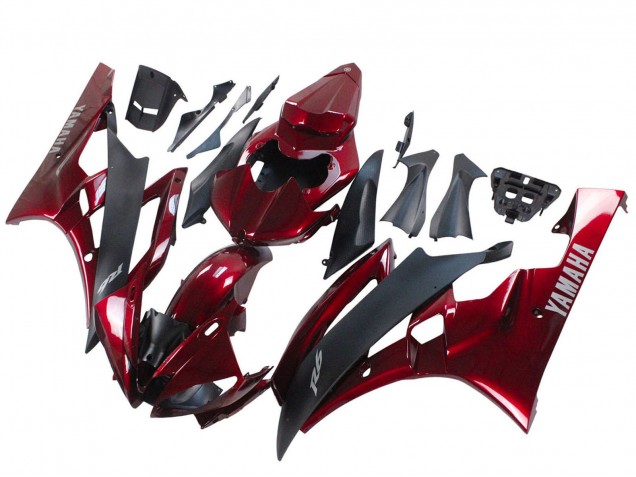 Carenado Moto Yamaha YZF 600 R6 2006-2007 - Rojo Negro Mate Fábrica