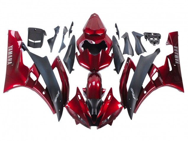 Carenado Moto Yamaha YZF 600 R6 2006-2007 - Rojo Negro Mate Fábrica