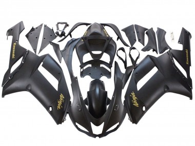 Carenados Moto Kawasaki ZX6R 2007-2008 - Negro Mate Amarillo Logo Ninja Fábrica