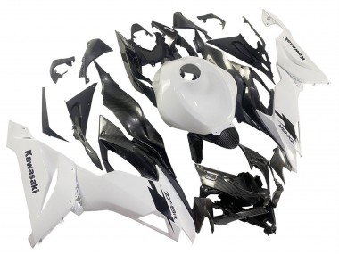 Carenados Moto Kawasaki ZX6R 2019-2022 - Blanco Negro FibraCarbono Fábrica