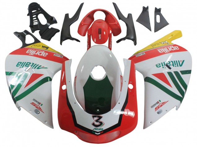 Carenados Moto Aprilia RS125 2000-2005 - Blanco Amarillo Verde Negro Alitalia 3 Fábrica