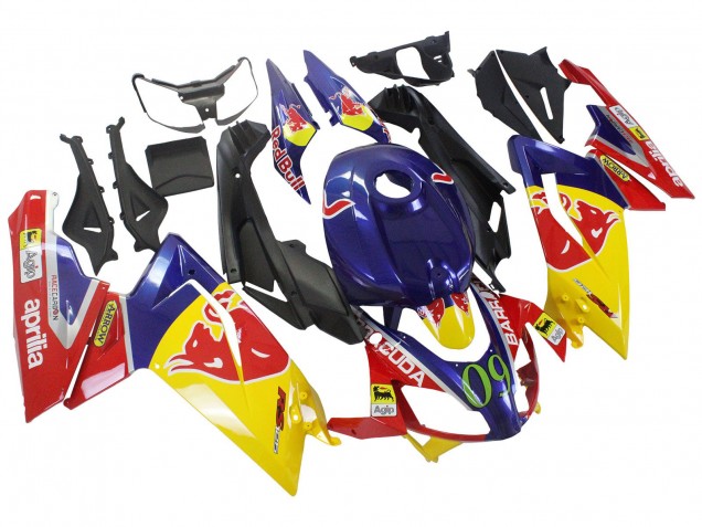 Carenados Moto Aprilia RS125 2006-2011 - Amarillo Azul Oscuro Rojo Bull Fábrica