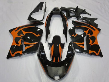 Carenados Moto Honda CBR1100XX Blackbird 1996-2007 - Negro Brillante Naranja Llama Fábrica