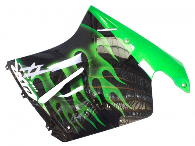 Carenado Moto Honda CBR1100XX Blackbird 1996-2007 - Negro Brillante Verde Llama Fábrica