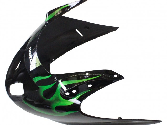 Carenado Moto Honda CBR1100XX Blackbird 1996-2007 - Negro Brillante Verde Llama Fábrica