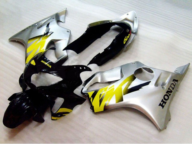 Carenados Moto Honda CBR600 F4 1999-2000 - Plata Amarillo Negro Brillante Fábrica