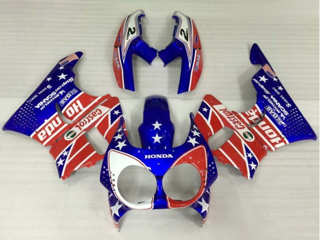 Carenados Moto Honda CBR900RR 893 1992-1993 - Blanco Rojo Azul Estrella Castrol Fábrica