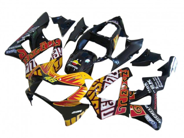 Carenados Moto Honda CBR900RR 929 2000-2001 - Negro Brillante Naranja Repsol Rossi Fábrica