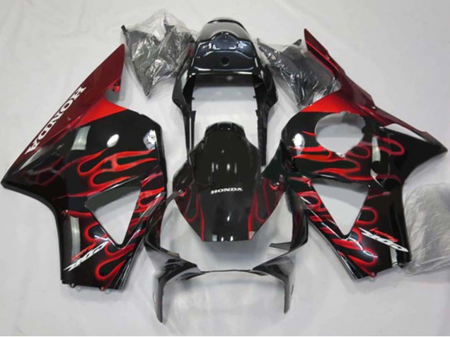 Carenados Moto Honda CBR900RR 954 2002-2003 - Negro Brillante Rojo Llama Fábrica