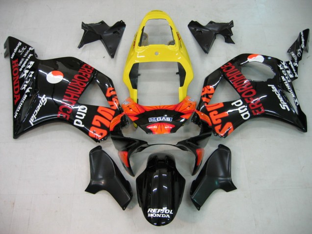Carenado Moto Honda CBR900RR 954 2002-2003 - Amarillo Rojo Negro Brillante Repsol Rossi Fábrica