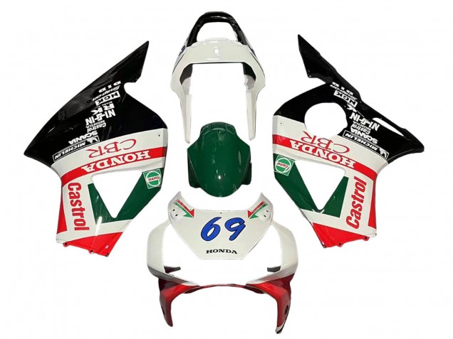 Carenados Moto Honda CBR900RR 954 2002-2003 - Blanco Rojo Verde Negro Brillante Castrol Fábrica