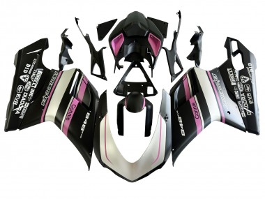 Carenados Moto Ducati 848 2007-2014 - Blanco Rosa Negro Brillante Connie Fábrica