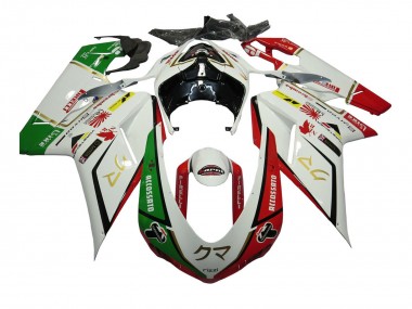 Carenados Moto Ducati 848/1098/1198 2007-2014 - Blanco Rojo Verde Accossato Fábrica