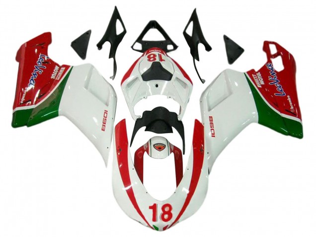 Carenados Moto Ducati 848/1098/1198 2007-2014 - Blanco Rojo Verde 18 Fábrica