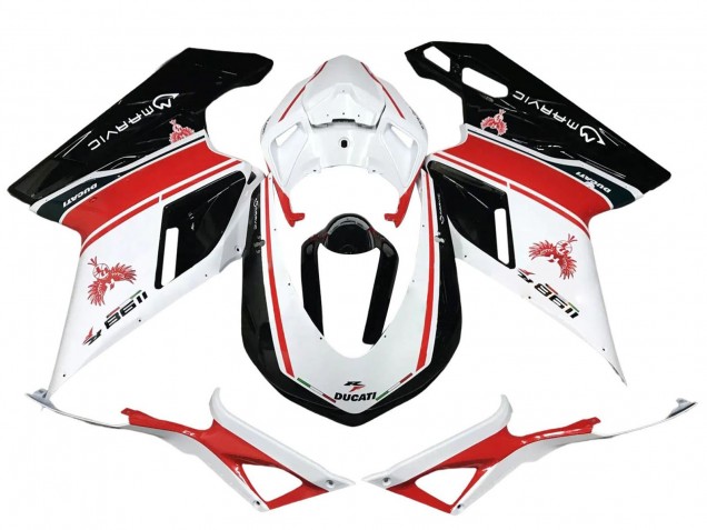 Carenados Moto Ducati 1198 2007-2014 - Blanco Rojo Negro Brillante Fábrica