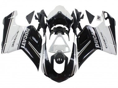 Carenados Moto Ducati 848/1098/1198 2007-2014 - Blanco Negro Brillante Corse Fábrica